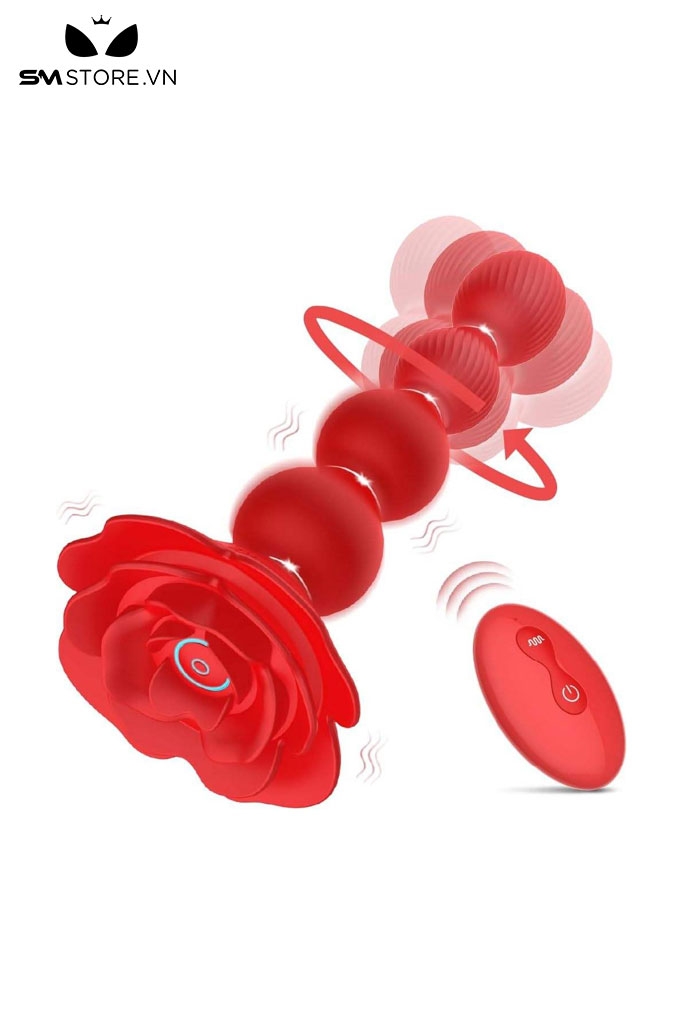 SMT1712 - Anal bead xoắn hình bông hoa hồng có 10 tần số rung