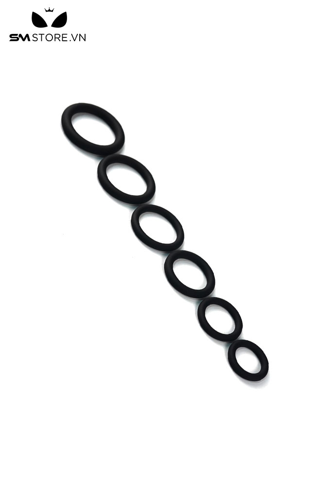 SMT474 - Combo 6 cockrings vòng đeo dương vật silicon màu đen