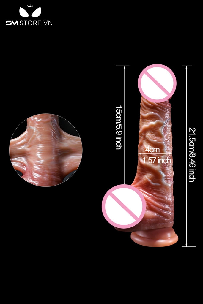 SMT1626 - Dương vật giả silicon có gân xanh và dính tường dài 21.5cm