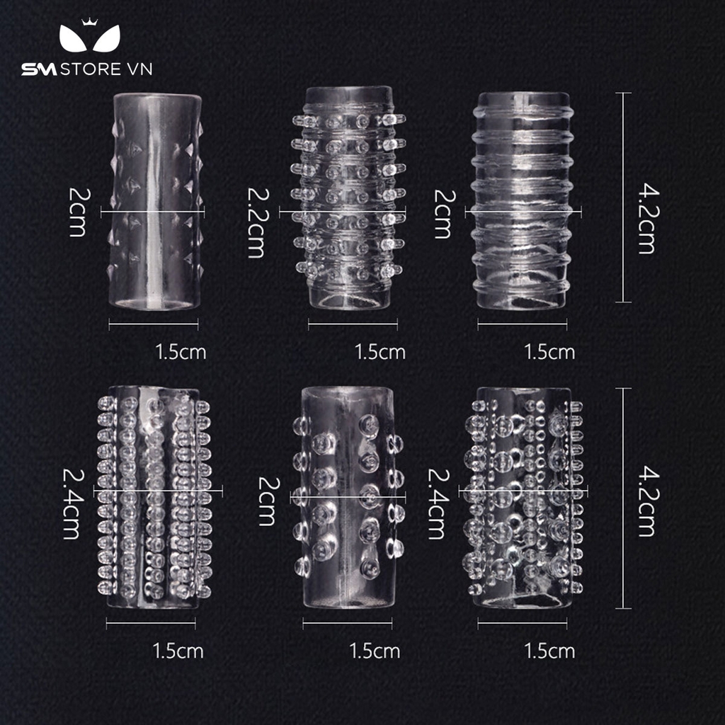 SMT074 - Combo 6 bao cao su đôn dên trong suốt đường kính 1.5cm