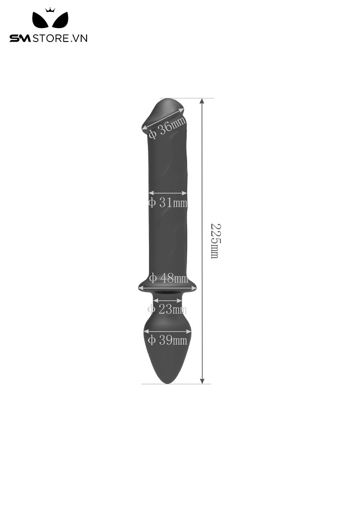 SMT2590 - Dương vật giả kèm phích cắm hậu môn hình thoi dài 225mm