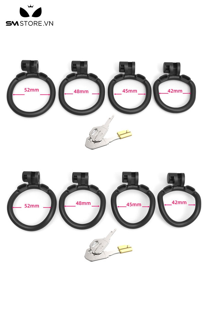 SMT2511 - Khóa dương vật dạng lồng bằng nhựa có 4 vòng