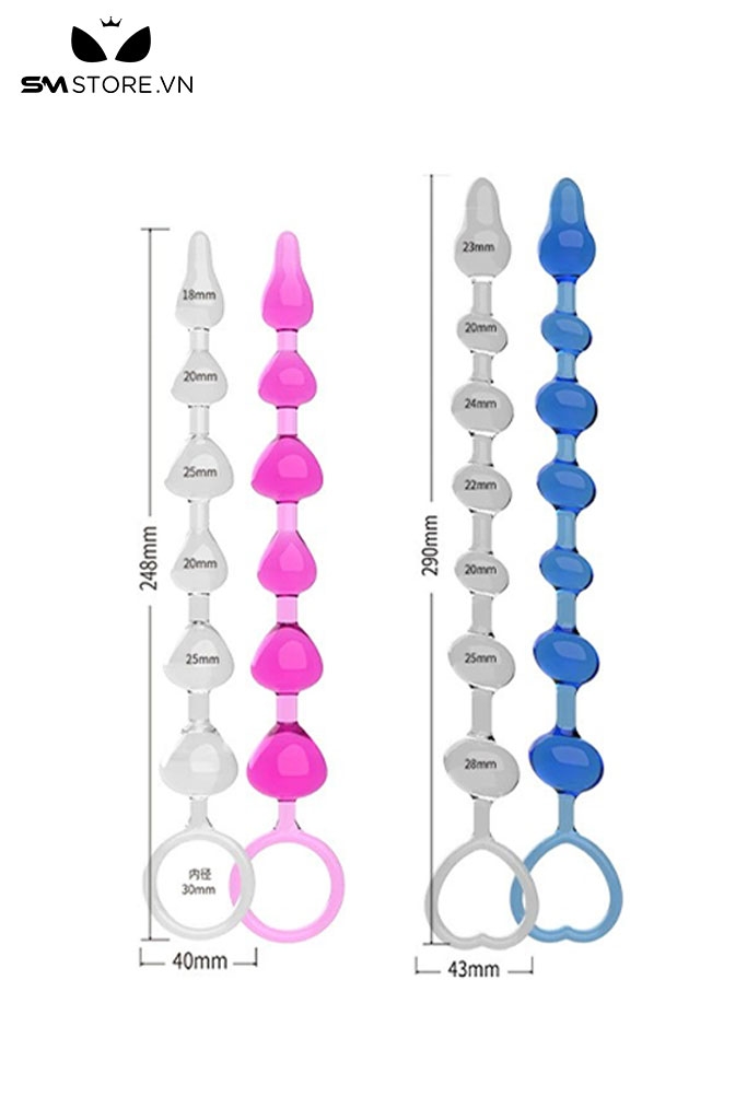 SMT881 - Anal plug hậu môn silicon dạng chuỗi ngọc trong suốt