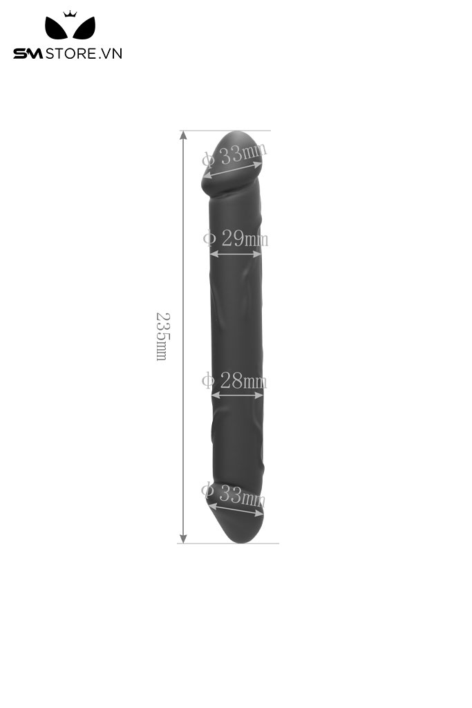 SMT2591 - Dương vật giả 2 đầu màu xám chất liệu silicon mềm