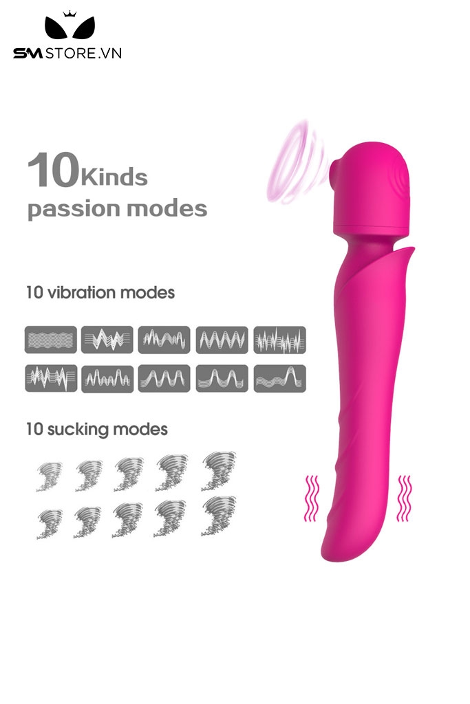 SMT1924 - Máy rung hút đầu dương vật có 10 chế độ dài 24.5cm
