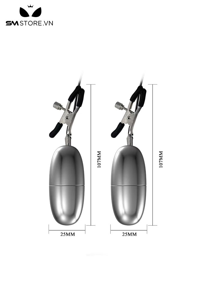SMT507 - Trứng rung điều khiển có dây nối kẹp ti silicon dài 107mm