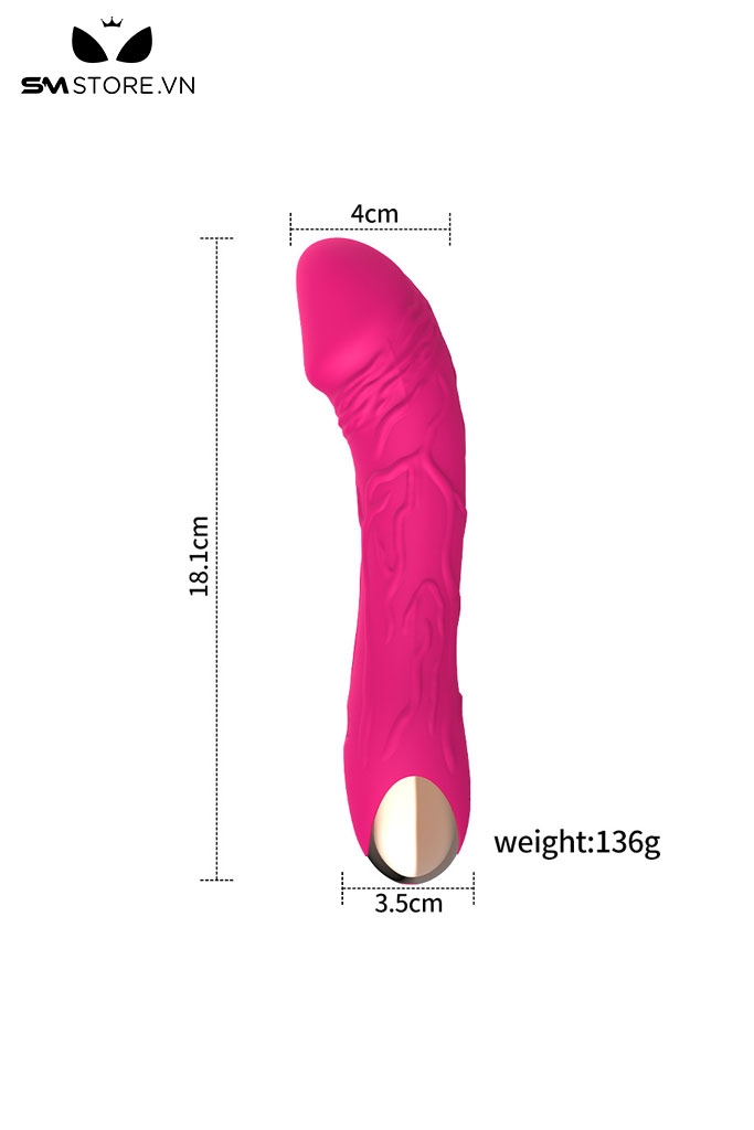 SMT1202 - Dương vật giả silicon dài 18.1cm có 20 tần số chống nước