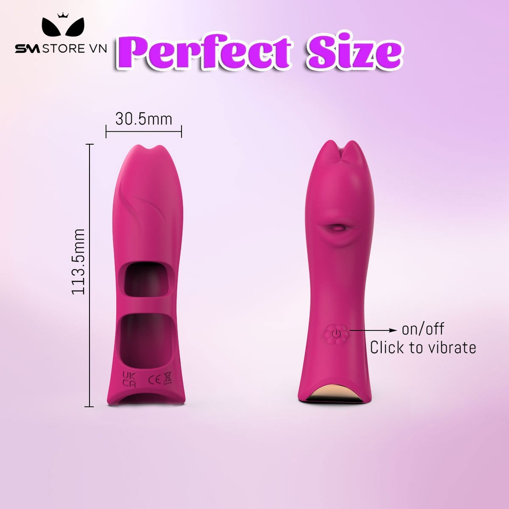 SMT1224 - Ngón tay rung silicon hình môi có tai có 10 tần số dài 113mm