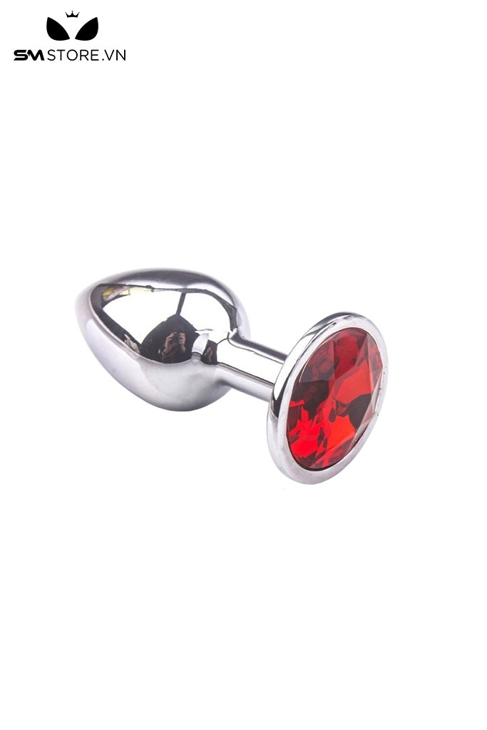 SMT200 - butt plug inox cắm hậu môn trơn đính kim cương lỗ 6 và 8mm