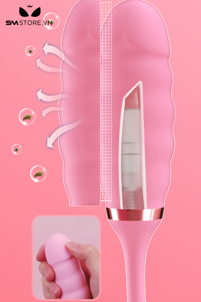 SMT1032 - Máy rung 2 đầu silicon rung thụt và hút liếm dài 34cm