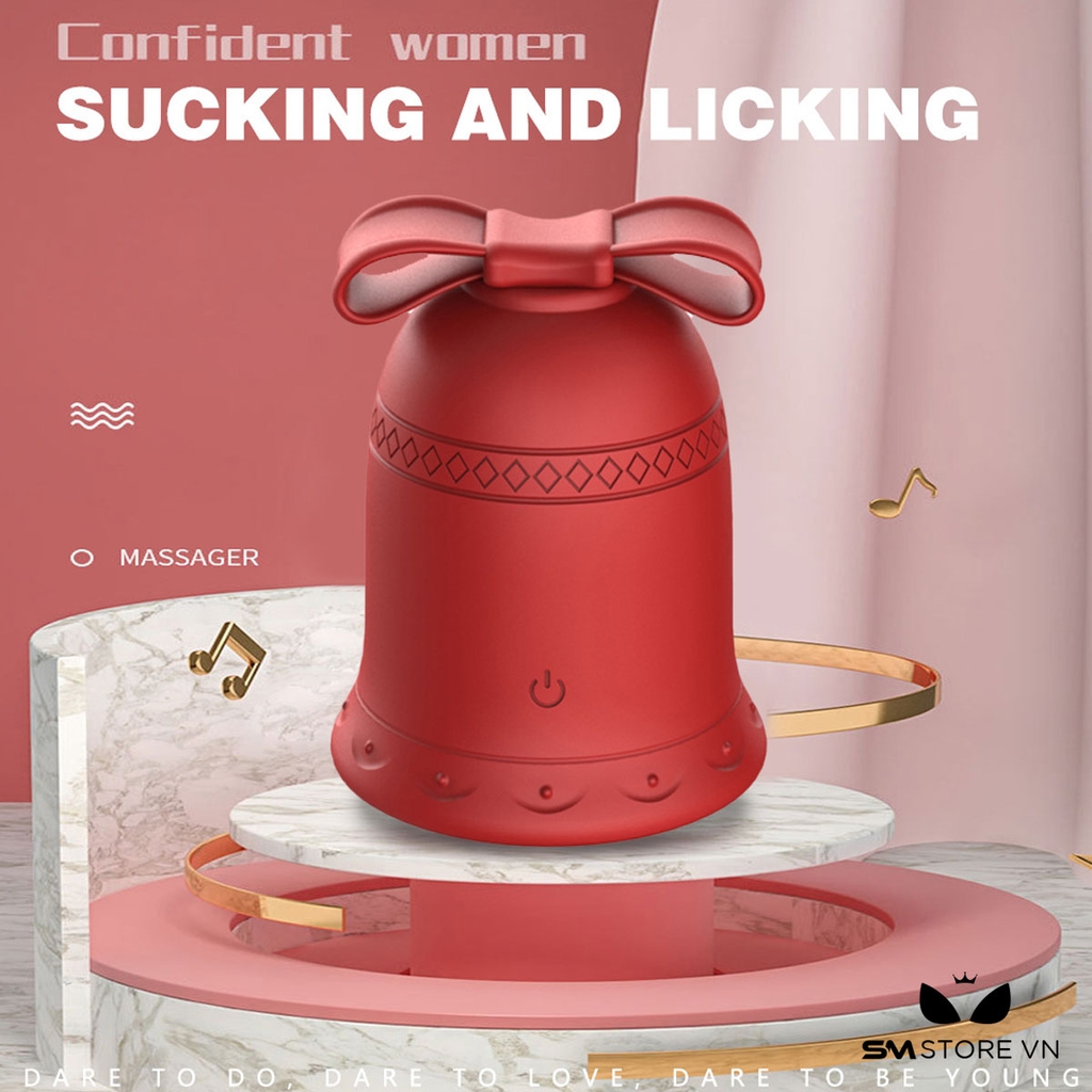 SMT1561 - Máy rung hút 10 tần số có lưỡi liếm hình chuông đỏ