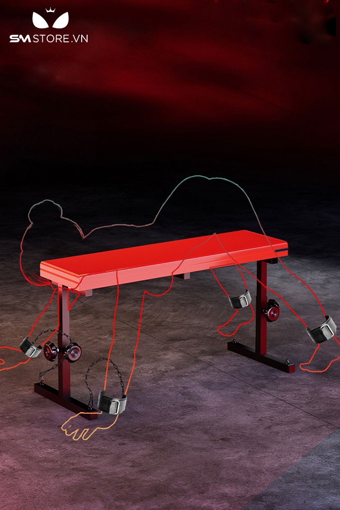 SMT879 - Bộ cố định tư thế BDSM có thể điều chỉnh dài 100cm có còng