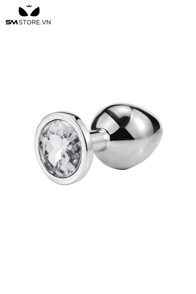 SMT200 - butt plug inox cắm hậu môn trơn đính kim cương lỗ 6 và 8mm