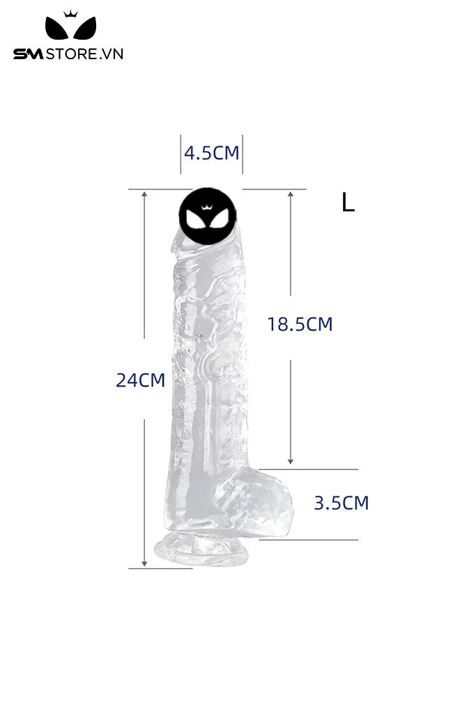 SMT487 - Dương vật giả silicon trắng trong suốt 7 size có độ bám dính