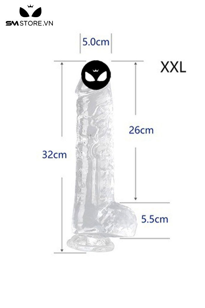 SMT487 - Dương vật giả silicon trắng trong suốt 7 size có độ bám dính