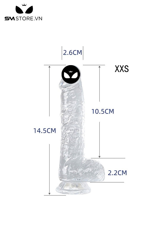 SMT487 - Dương vật giả silicon trắng trong suốt 7 size có độ bám dính