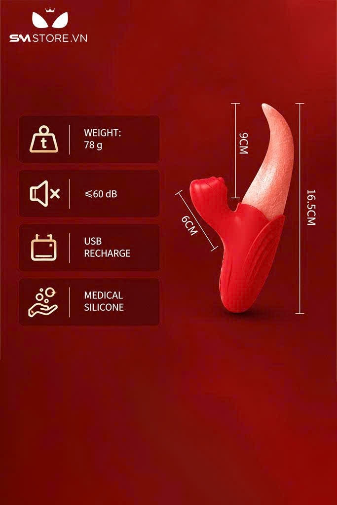 SMT2778 - Lưỡi rung xoay silicon có 10 tần số sạc điện dài 17cm
