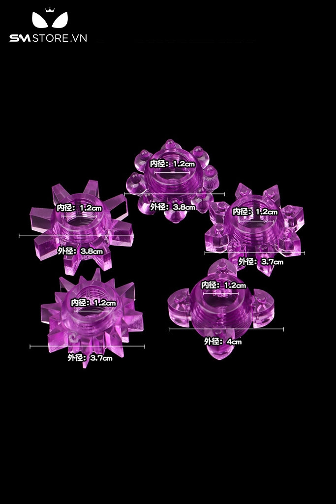 SMT2422 - Bộ 5 vòng đeo dương vật hình bông hoa mặt trời silicon