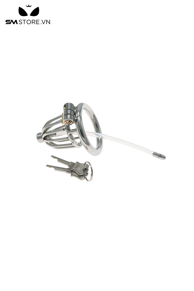 SMT874 - Khóa dương vật inox có ống niệu đạo với 3 size khác nhau