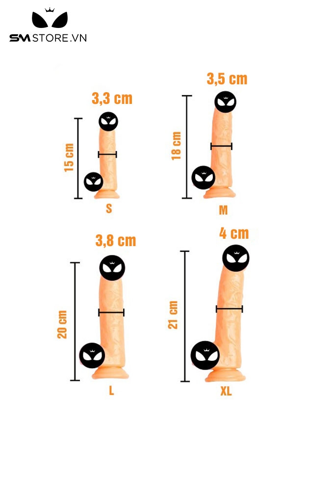 SMT1067 - Dương vật giả silicon mềm trong suốt có 4 kích cỡ