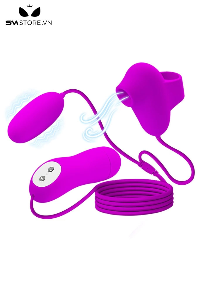 SMT2556 - Trứng rung hút Pretty Love silicon 2 đầu có dây và 12 chế độ