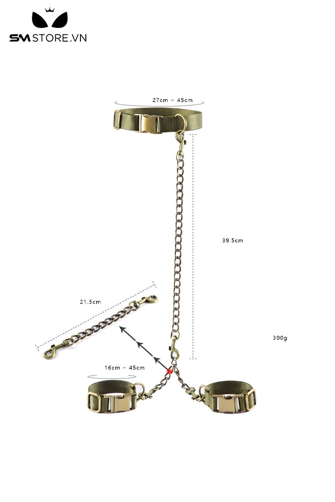 SMT2465 - Cố định tư thế với vòng cổ mix kèm còng tay màu xanh