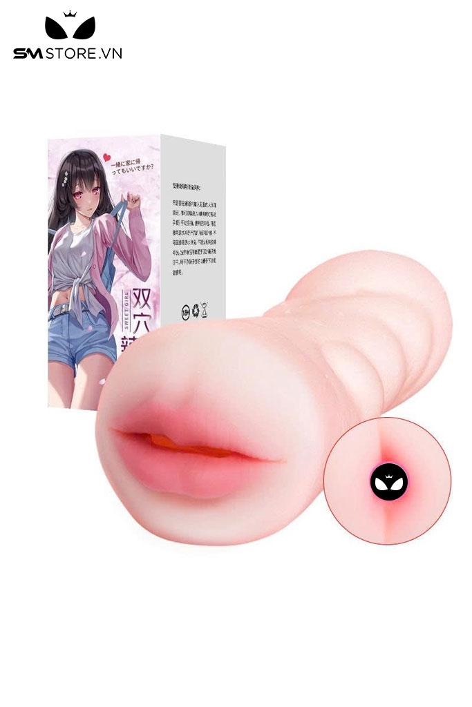 SMT162 - Âm đạo giả cầm tay 2 đầu silicon mềm cong dài 16.5cm