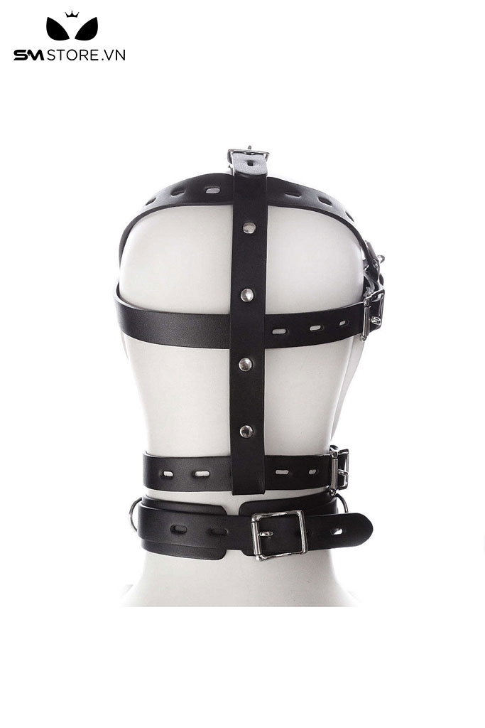 SMT2844 - Ball gag có mặt nạ trùm đầu chất liệu da PU điều chỉnh được