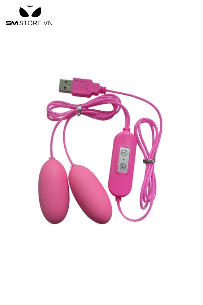 SMT1302 - Trứng rung 2 đầu có dây sạc USB silicon với 10 tần số