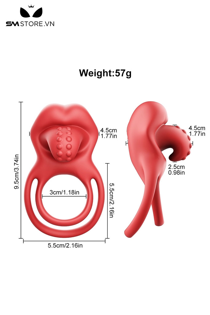 SMT2496 - Vòng đeo dương vật mix lưỡi liếm rung 10 chế độ