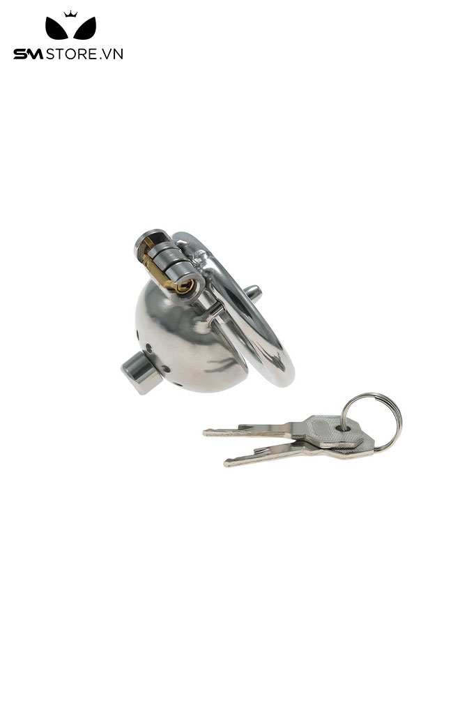 SMT862 - Khóa dương vật thép không gỉ dạng lồng có lỗ thông hơi và nắp