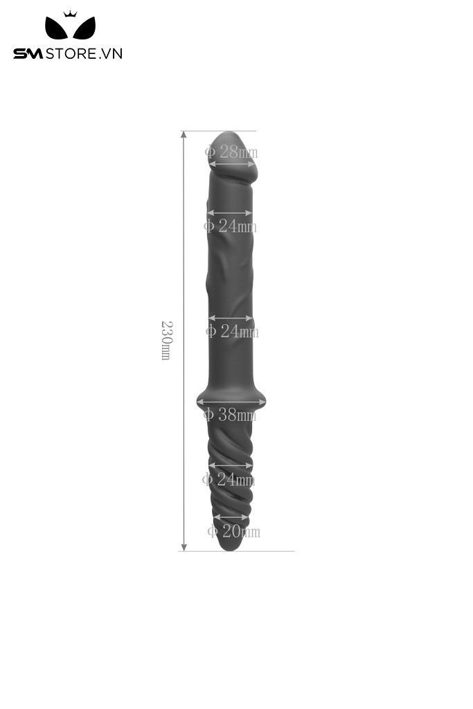 SMT2589 - Dương vật giả 2 đầu xám có đầu xoắn ốc dài 23cm
