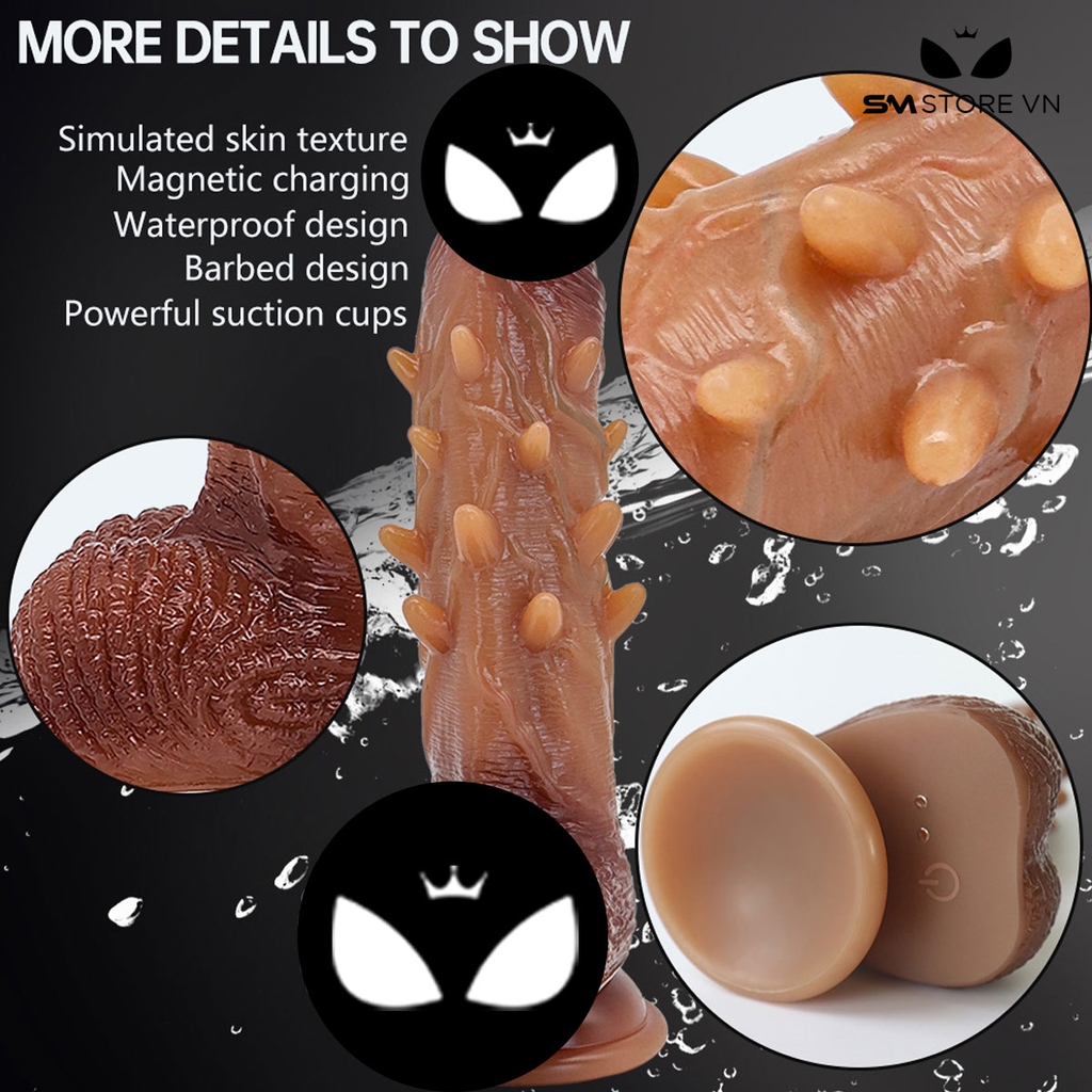 SMT1627 - Dương vật giả silicon có gai mềm điều khiển xa dài 22cm