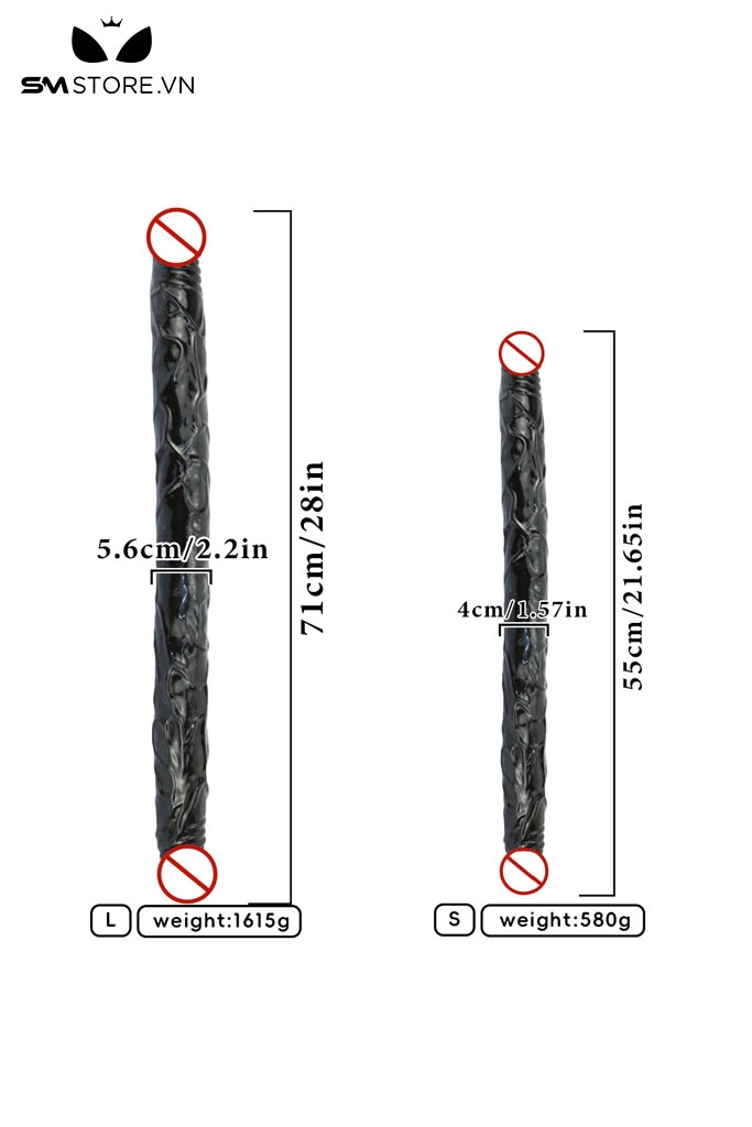 SMT1613 - Dương vật giả 2 đầu silicon cỡ lớn dành cho les