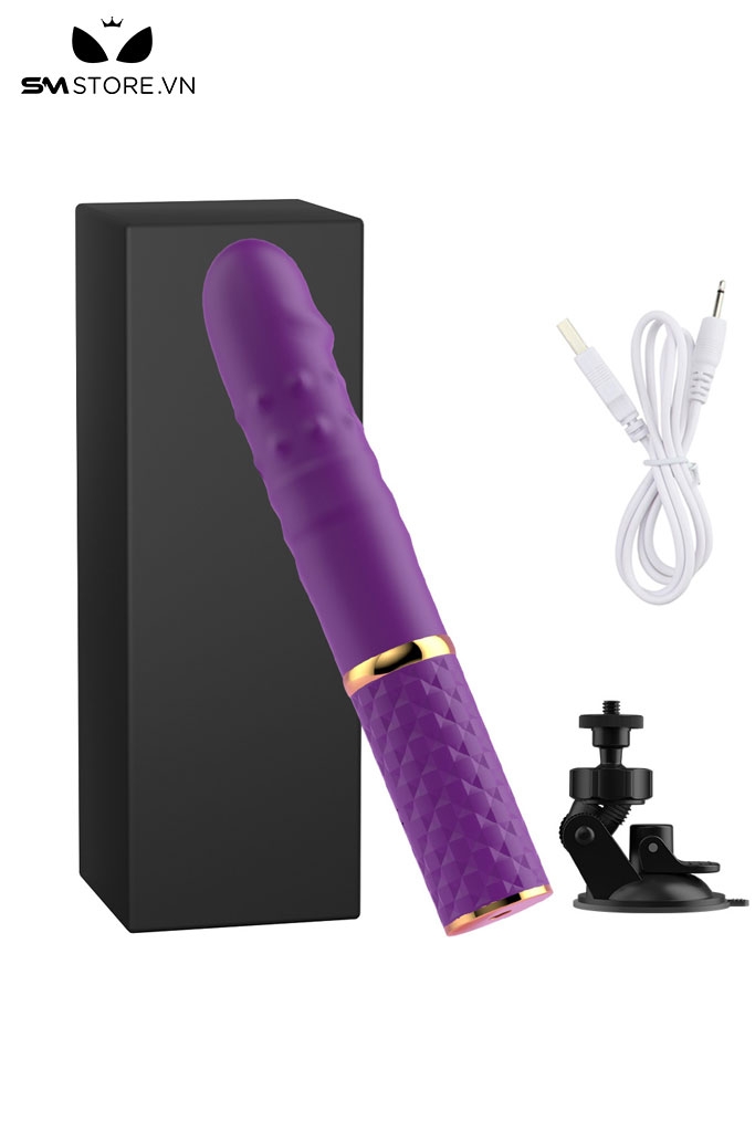 SMT2737 - Máy làm tình mini rung thụt xoay có đế dài 17.7cm