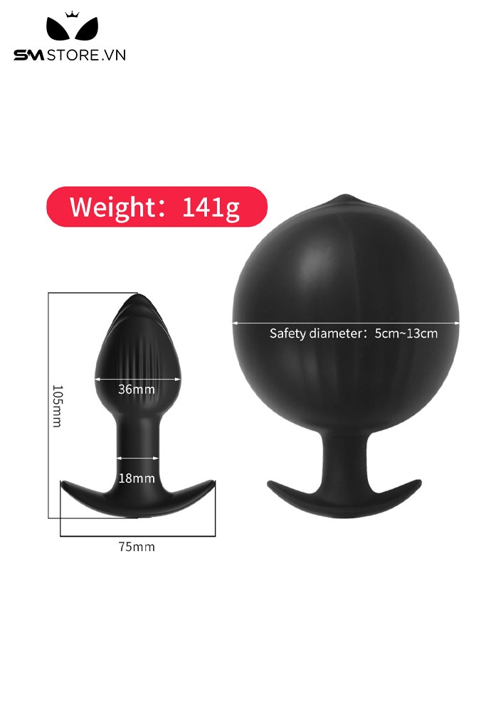 SMT3068 - Anal pump với butt plug vân ngang có thể điều chỉnh