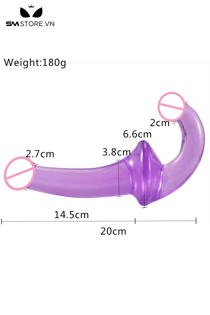 SMT2917 - Dương vật giả trơn 2 đầu silicon mềm dài 20cm