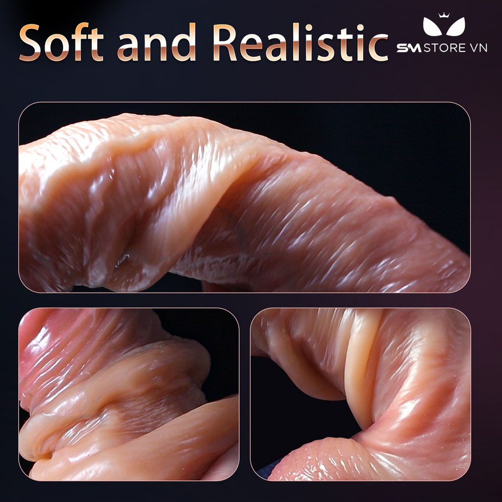 SMT1626 - Dương vật giả silicon có gân xanh và dính tường dài 21.5cm