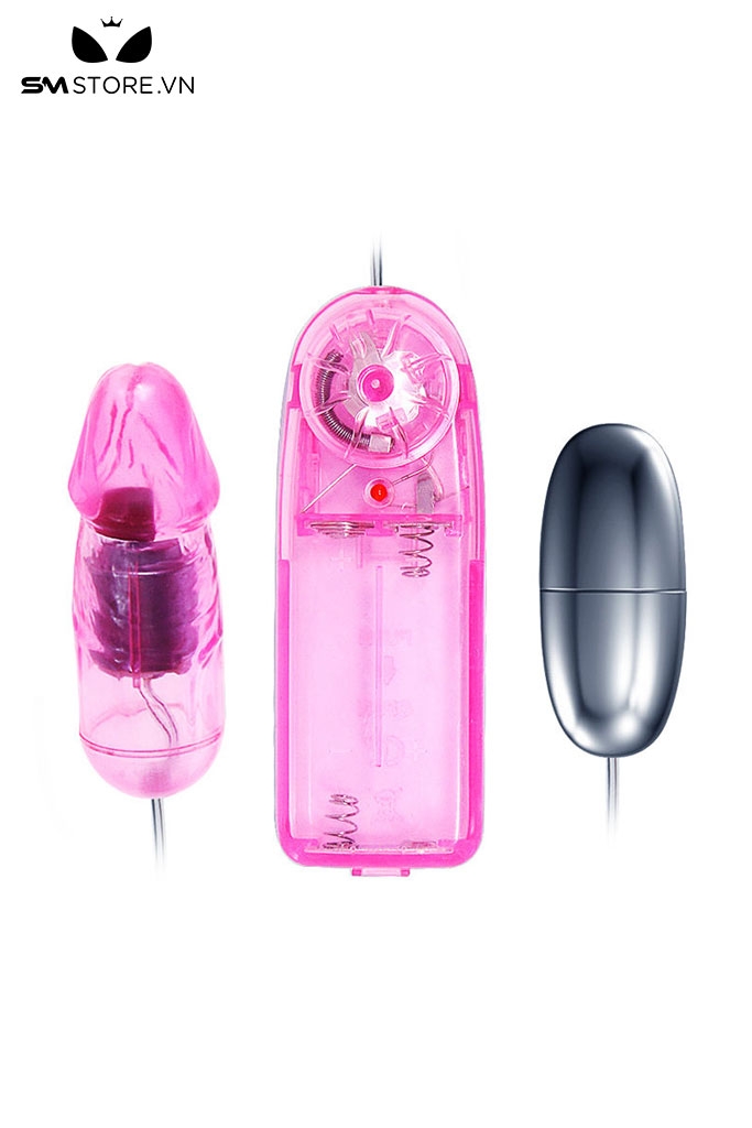 SMT1707 - Trứng rung nhựa 2 đầu có dương vật dài 8.9cm