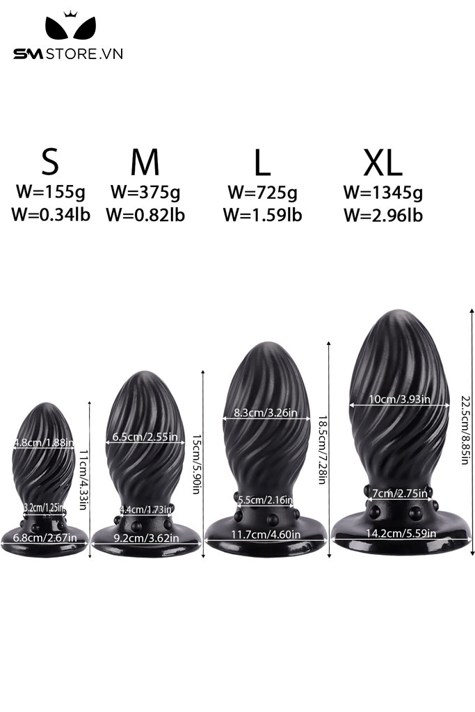 SMT2863 - Anal huge xoắn ốc đa kích thước silicon mềm dẻo