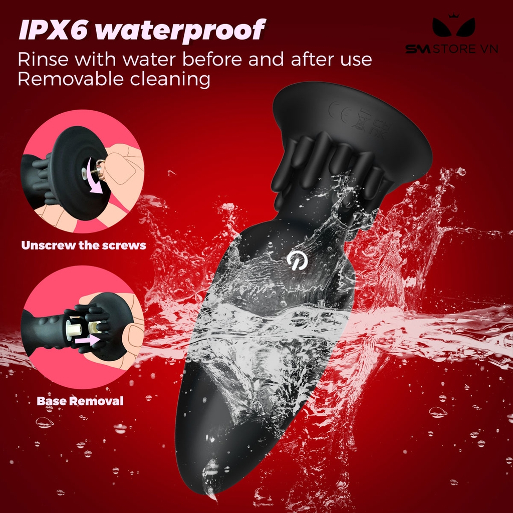 SMT1659 - Máy rung hậu môn silicon xoay 360 độ dùng sạc chống nước