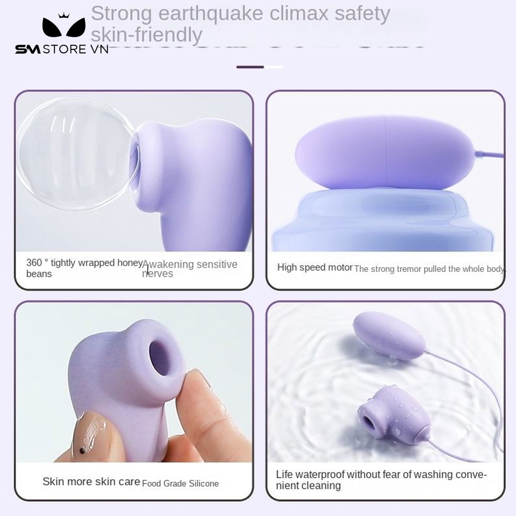 SMT806 - Trứng rung 2 đầu cực mạnh sạc điện dài 8cm màu tím