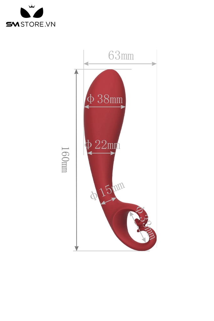 SMT2592 - Phích cắm hậu môn silicon có tay cầm hình trái tim dài 16cm