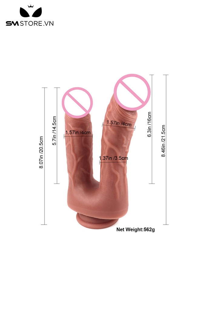 SMT1639 - Dương vật giả 2 đầu silicon dành cho les có quần