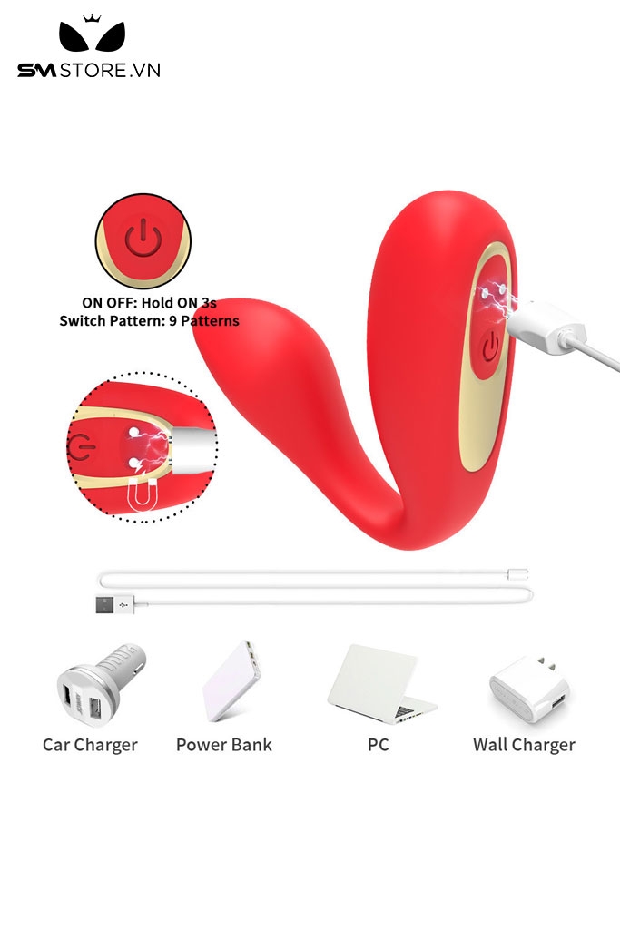 SMT2551 - Máy rung 2 đầu hình chữ U dài 73mm có 9 chế độ sạc điện