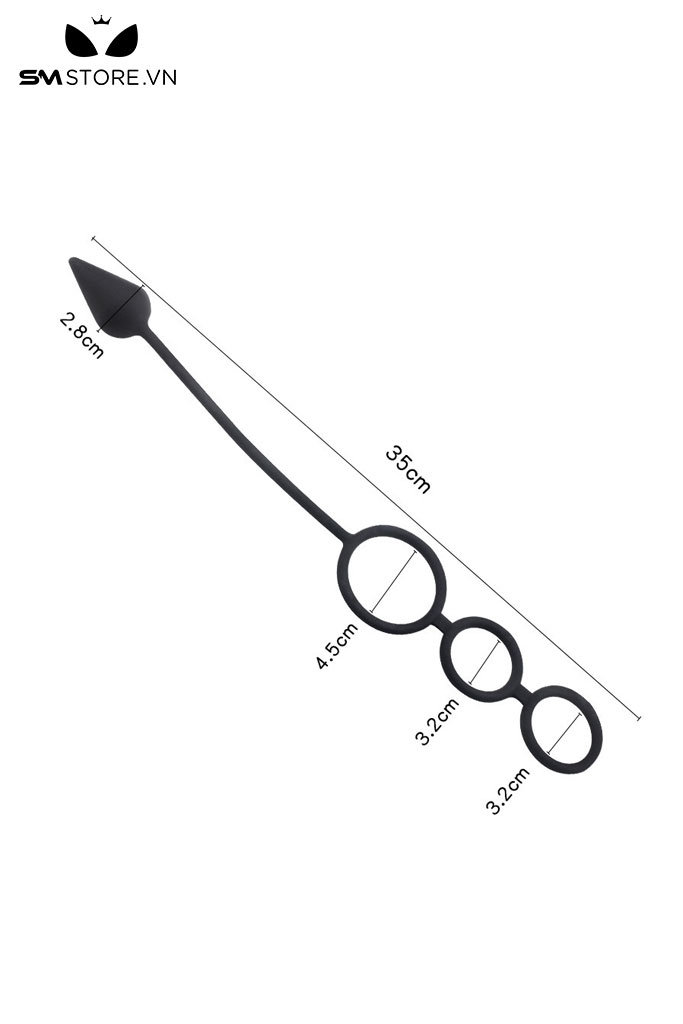 SMT3073 - Vòng đeo tinh hoàn thiết kế 3 vòng mix butt plug nhọn