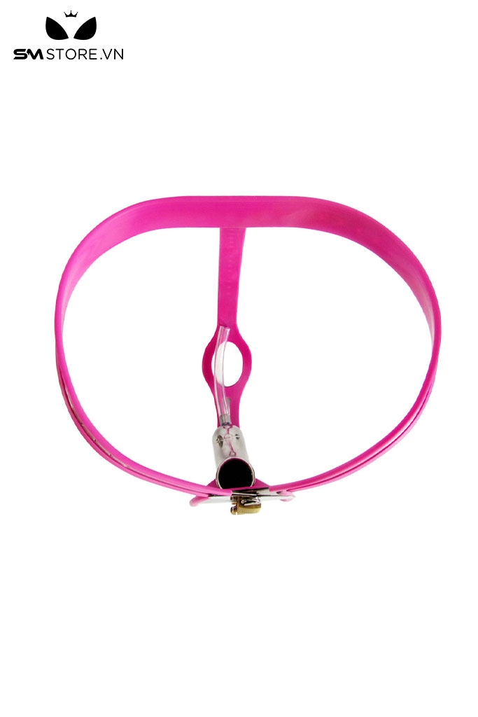 SMT2121 - Đai trinh tiết hồng hình trái tim có khóa kèm anal bead