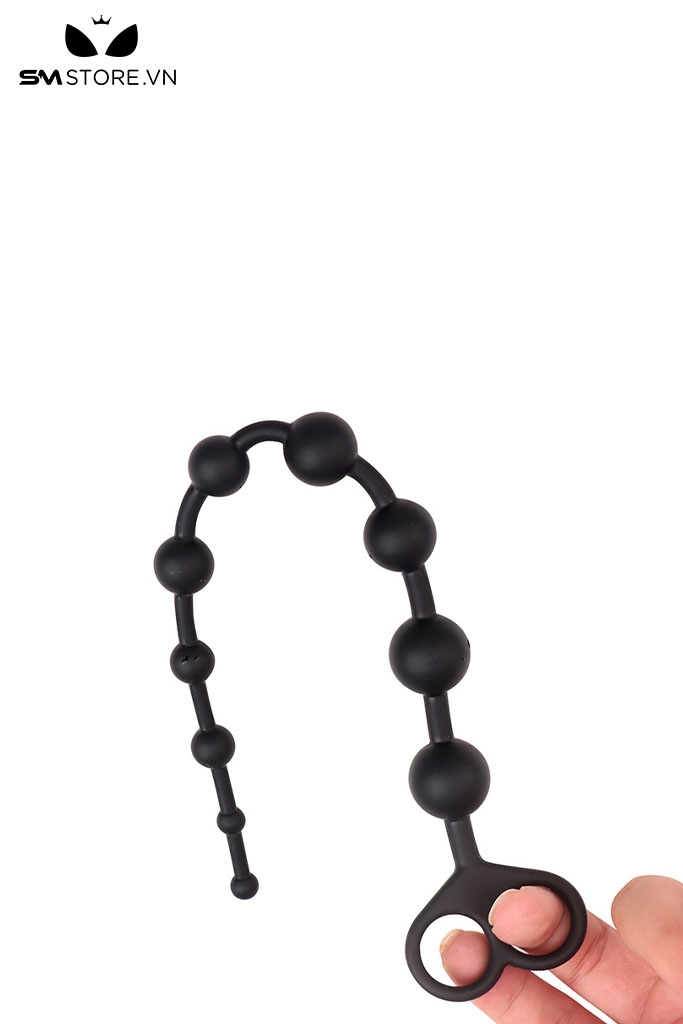 SMT418 - Anal beads silicon dạng dây thiết kế 10 nút tròn màu đen