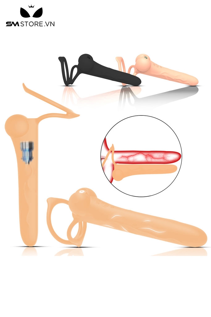 SMT2343 - Vòng đeo dương vật mix phích cắm hậu môn dài 18.5cm