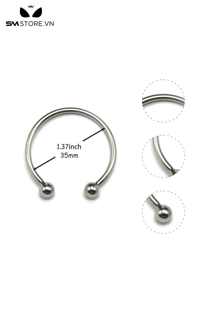 SMT564 - Vòng đeo dương vật inox 2 bi thiết kế hở đường kính 35mm